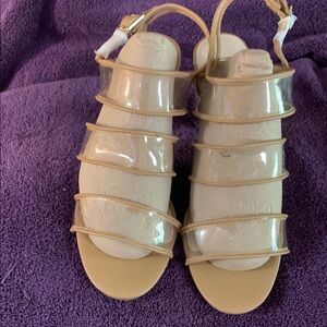 Bar III Tan Transparent Sandals With Clear Acrylic Heels Sz10